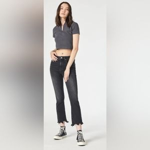 NWT Mavi Anika smokey ripped vintage mid rise crop flare frayed hem 5 pocket